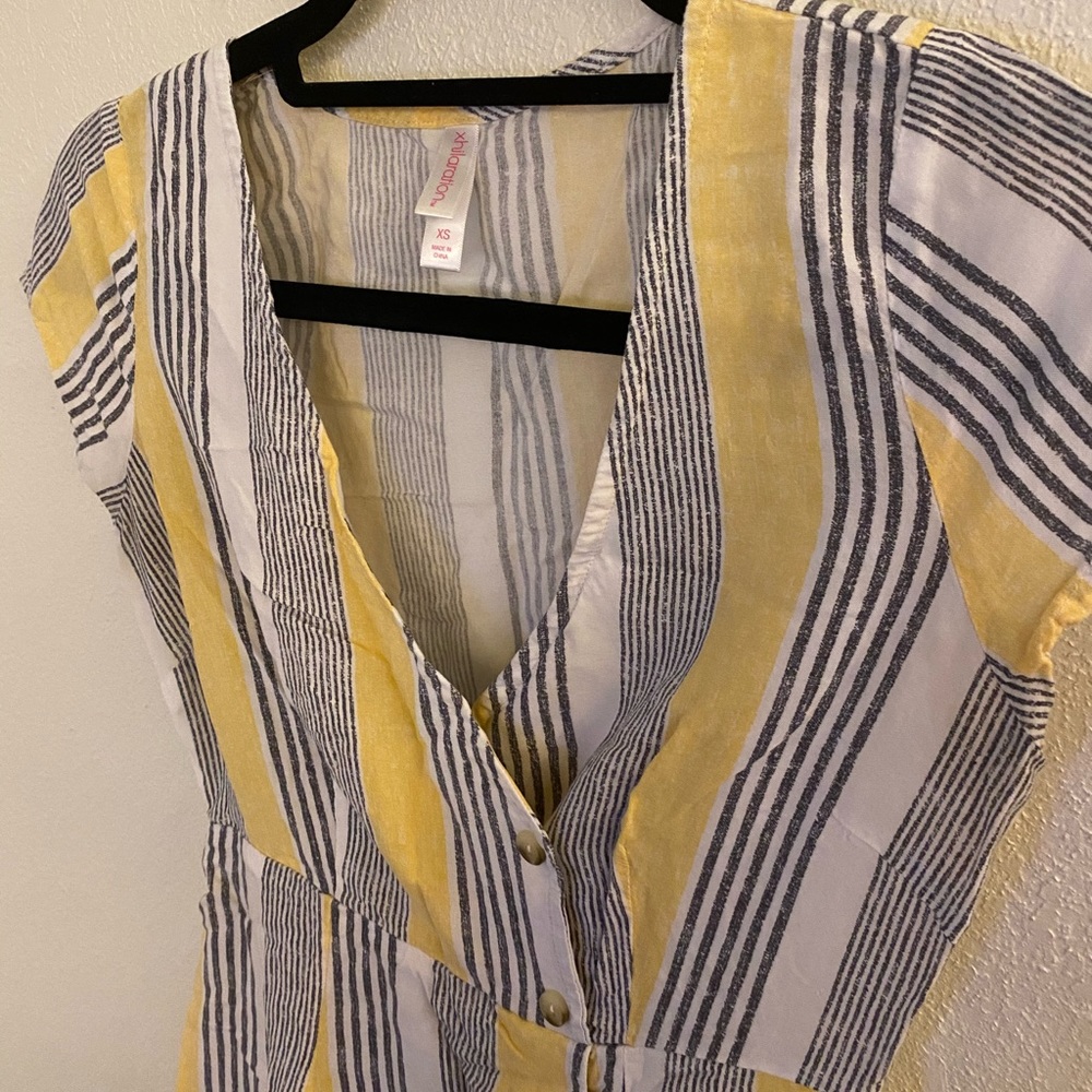 Striped Cross Button Down Dress